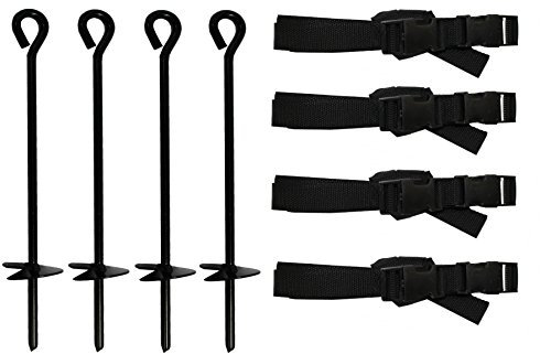 walexo Trampolin Befestigungs-Set Bodenverankerung Sicherung Erdanker Erdnagel (4 x Befestigungs-Set)