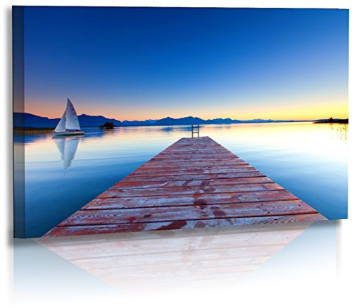 Fotoatelier Dirk Haas Premium Acrylglasbild XXL - Natur - Landschaft - Bild - Sonnenuntergang - Wellness - Chiemsee - Strand - Steg - Wasser - Acrylglas : 120 cm x 70 cm