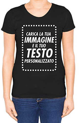GP Industria Grafica Maglia Personalizzata Donna Maniche Corte Tshirt T-Shirt Personalizzabile Online (XS Nera)