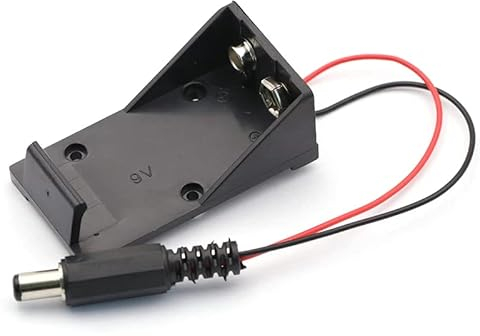 CABLEPELADO Supporto per batteria 9V | Supporto per batteria 6LR61 | Include cavo da 200 mm | Tensione totale: 9 V (9 V per batteria) | Adatto per Arduino | Connettore DC 5,5 x 2,1 mm.