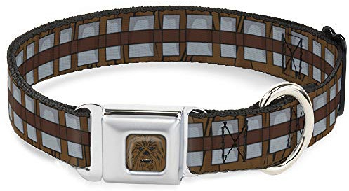 Buckle-Down Dog Collar Seatbelt Buckle Star Wars Chewbacca Bandolier Bounding Browns Gray 16 to 23 Inches 1.5 Inch Wide, Multi Color (DC-SB-SWBBQ-WSW109-1.5-M)