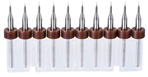sourcing map PCB Drill Bits 0.1mm Tungsten Carbide Rotary Tool Jewelry CNC Engraving Print Circuit Board Micro Drill Bits 1/8 Inch Shank 1 Set (10 Pcs)