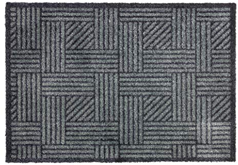 Schöner Wohnen Kollektion Fußmatte innen - Schmutzfangmatte 67x100cm Gitter grau-anthrazit - rutschfeste Sauberlaufmatte robust - Fussmatte Haustür - Türmatte waschbar bei 30°C