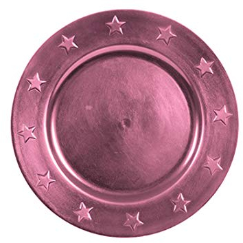 6 Sottopiatti Rotondi Bordeaux con Stelle a Tema Natalizio 33 cm - 105914