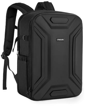 MOSISO Camera Backpack, DSLR/SLR/Mirrorless Camera Bag Waterproof Symmetric Geometric Hard Shell with Tripod Holder & 15-16 inch Laptop Compartment Compatible with Canon/Nikon/Sony, Black