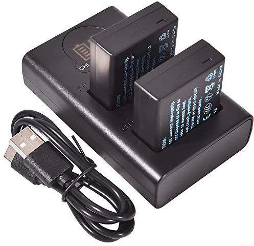 DSTE 2x DMW-BLG10 Replacement Battery + Dual USB Charger with LCD Display Compatible with Panasonic LUMIX DC-LX100 II,DMC-GF3,DMC-GF5,DMC-GF6,DMC-GX7,DMC-LX100 Camera as DMW-BLE9,DMW-BLE9e