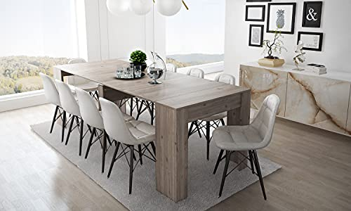Dmora - Ausziehbarer Tisch Alberique, Tisch mit Verlängerungen, Mehrzweckkonsole, ausziehbarer Esstisch für bis zu 10 Sitzplätze, 90/237x51h78 cm, Eiche