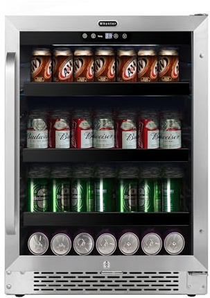 Whynter 180 BBR-148SB Built-in 182 Can Undercounter Beverage Refrigerator with Reversible Door, Digital Control and Lock, 5.1 Cubic Feet, Stainless Steel