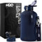 H2O Capsule Bouteille d'eau de 2,2 l avec housse de rangement et couvercle à paille couvert – Grand récipient réutilisable sans BPA avec poignée – Grande carafe de sport, 2,2 litres (2,2 l) bleu