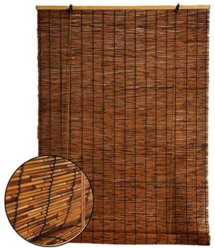 Yufenj Store enrouleur filtrant la lumière, rideau à roseaux, rétro en bambou, intimité, ventilation, tissé à la main, pour terrasse extérieure, jardin/balcon/fenêtre (Dimensions : 140 x 163 cm)