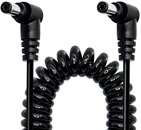 YACSEJAO 5.5mm x 2.1mm DC Power Extension Cable 12V DC Right Angle Coiled Power Adapter Extension Cord for CCTV Security Camera,IP Network Camera,DVRs and More Devices