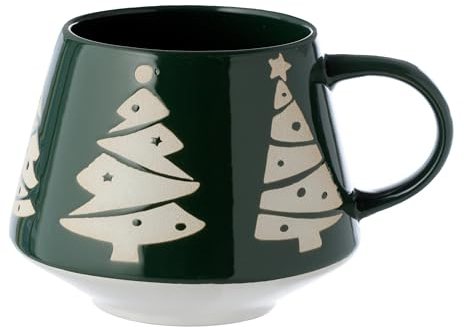 Puckator Weihnachtsbaum grüne Glasur Steingut Tasse