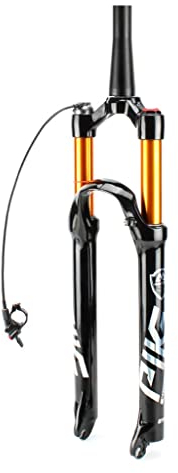 LHHL MTB Fahrrad Federgabel 26 27,5 29 Zoll Mountainbike Luft Vorderrad Gabel XC Front Fork Manueller/Remote Lockout 1-1/8 ”Straight Tapered Tube Federweg 100mm Scheibenbremse QR
