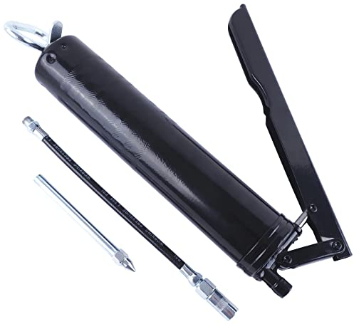 Bauster® Presse à graisse à levier, presse à graisse manuelle avec tuyau, accessoires d'atelier de haute qualité, presse à graisse, poignée manuelle compacte et puissante, capacité : 400 ml, noir
