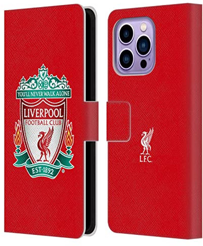 Head Case Designs Officially Licensed Liverpool Football Club Red 1 Crest 1 Leather Wallet Case Compatible With Apple iPhone 14 Pro Max
