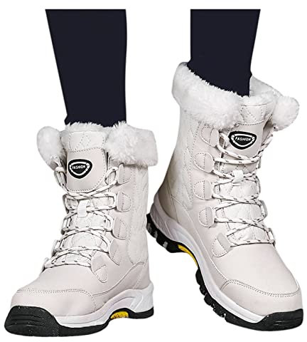 Scarponi da Neve Donna Trekking Foderato Antiscivolo Stivaletti Invernali Imbottiti All'Aperto Scarpe Doposci Scarponi Inverno Impermeabili Stivali da Neve Snow Boots Caldo Comode