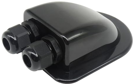 HISports IP68 Solar Cable Entry Gland Waterproof ABS Solar Double Cable Entry Dual Cable Entry Housing for Solar Panels of RV, Caravan and Marine, Black