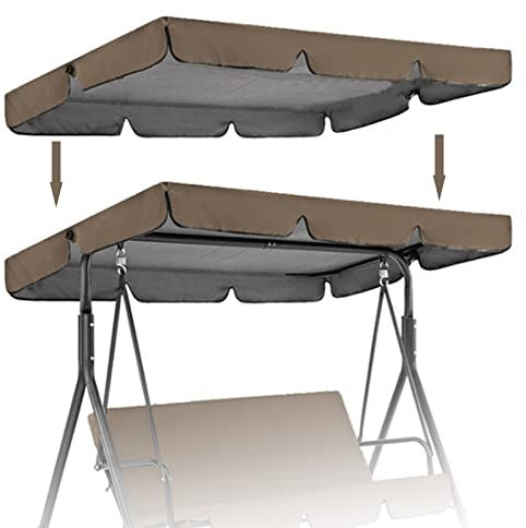 Patio Canopy Swing Cover Replacement Canopy for Swing Seat 2 & 3 Seater Swing Chair Canopy Cover Anti-UV/Waterproof Hammock Cover Top for Outdoor Garden Patio,Coffee,190 * 132 * 15cm