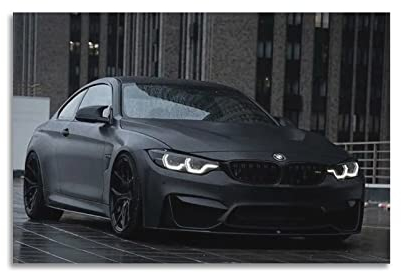 BMW M4 F82 Schwarz Wide Body Supercar Poster - Dekorative Malerei Leinwand Wandkunst - Moderne Familie Schlafzimmer Dekor - 40 x 60 cm