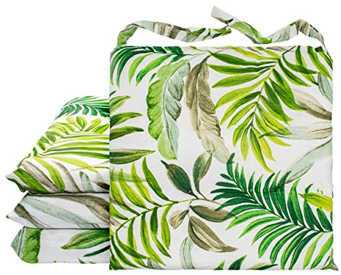 BESCH Pack 4 Cojines para Silla Usos Interior y Exterior 38x38x5cm - Cojin de Asiento Decorativo Funda de Algodón + Poliéster y Relleno de Fibra Hueca Lavable Cómodos Acolchados (Oriental)