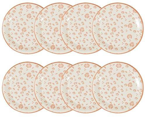 Soulnioi Platos de papel desechables, platos biodegradables, platos de papel fuertes, platos desechables para fiestas, bodas, cumpleaños, baby shower (leopardo rosa)
