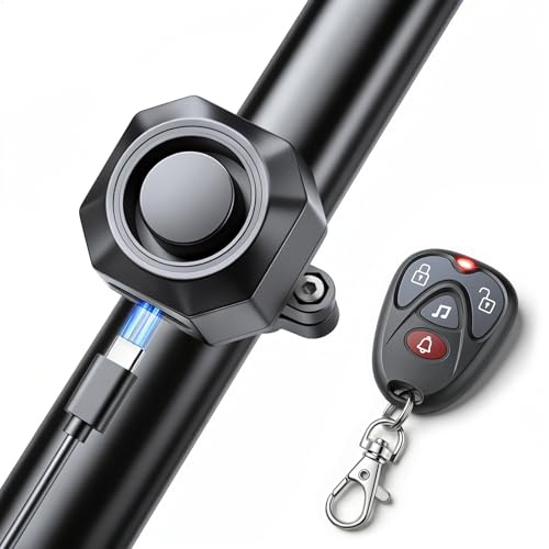 WSDCAM Allarme per bicicletta con ricarica USB, antifurto da 110 dB, sensore di movimento a vibrazione, telecomando wireless, adatto per bici elettriche, moto, scooter, rimorchi e auto