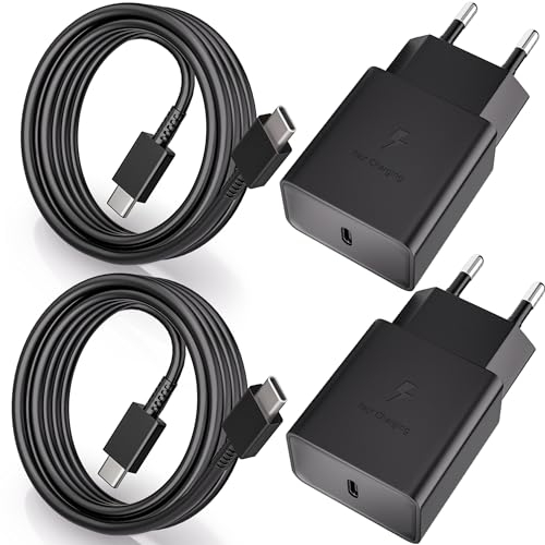 2er-Pack USB C Ladegerät, Fast Charger mit 1,5M Ladekabel,Typ C Handy Netzteil Adapter für Samsung Galaxy S8, S9, S10 Plus, S10e, S20 S21 FE, A50, A51, A40, A33, A20e, A13, Z Flip3, Z Fold2 5G