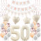 Deko 50. Geburtstag Frauen Beige Roségold Luftballons 50 Geburtstag Dekoration Frau，50 Gertstag Deko，Geburtstagsdeko 50 jahre Frauen,Happy 50th Birthday Girlande 50 Geburtstag Party Deko