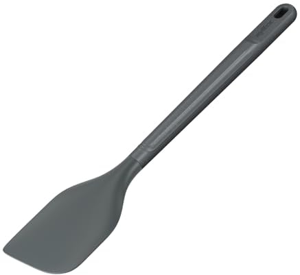 Zyliss Espátula Cocina Grande de Paja de Trigo/Silicona Duradera, Espátula Para Cocinar y Mezclar con Silicona Resistente al Calor, Gris Beluga, 31 cm x 6 cm, Apta Para Lavavajillas