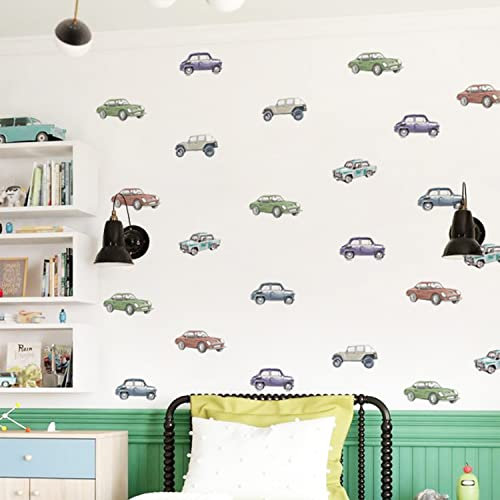 neukids Vintage-Auto-Wandaufkleber, 60 Stück, Wasserdicht, Retro, Vinyl, Sticker, für Kinderzimmer, Schlafzimmer, Babyzimmer, Klassenzimmer, Wanddekoration
