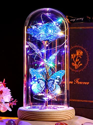 Christmas Rose Flower Gifts for Mum Birthday Gift for Women Galaxy Colorful Rose Crystal Flowers Gifts for Mum Her Christmas Valentines Anniversary Thanksgiving Mothers Day Rainbow Light Up Flower