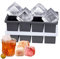 Silicone Ice Cube Trays with Stiff Frame - Pack of 2 - Extra Large Ice Moulds with Lid Easy Release Flexible BPA Free, Melt Slowly Ice Cubes Perfect for Whiskey Spirits Cocktails (Black)