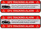 Aufkleber Set CAR GPS TRACKING ALARM!, 2 Stück, 67 x 21 mm, selbstklebende Folie, außenklebend, Auto Warnhinweis Sticker Innen- und Außenbereich, Diebstahlschutz KFZ, Klebesticker alarmgesichert PKW