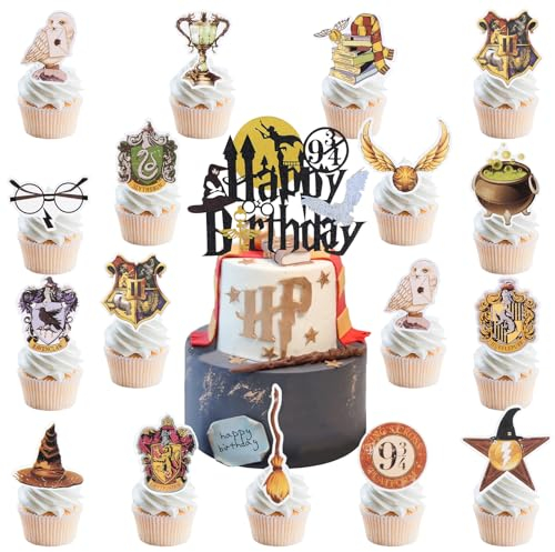 16 Pcs Wizard Cake Toppers, Magical Cake Decorations Party Decorations Birthday Cake Topper Kid Party Birthday Cake Decorations for Boys Children Kids