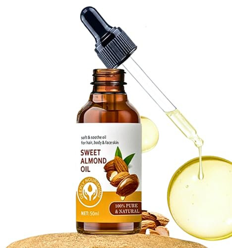 Sweet Almond Body Oil, Pure Almond Oil 100% Pure & Natural, Moisturising Facial Oil For Face Care, Almond Oil For Nourishes Skin, Hair Care Oil, Nail Cuticle Oil, Body Massage Oil - Travel Size