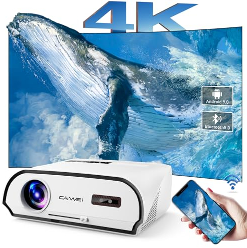 Smart Beamer mit Android TV 1580 ANSI LED Beamer 4K Tageslicht Tauglich mit Netflix Bluetooth WiFi6 300 Zoll Bild Sound by DSP Heimkino Full HD Video Projector für Innenbereich, Helle Räume