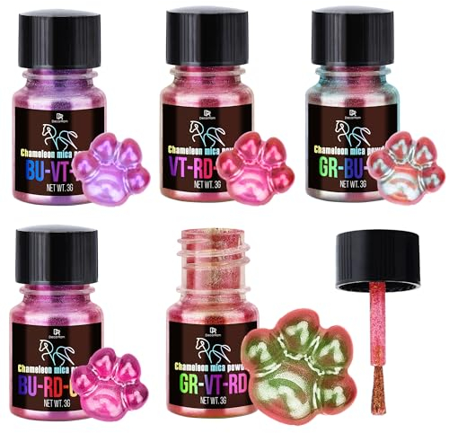Chamäleon Mica Pulver - 5 Farbverschiebung Epoxidharz Farbe Pigment für Harz Kunst, Malen, Nagel, Becher - Chameleon Resin Pigment Powder Rote Töne für DIY Kerzen, Schleim, Seifen, Schmuckherstellung