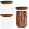 teapro Set of 3 Glass Container Storage Jars with Acacia Wood Lid – Airtight Silicone Seal – Kitchen Glass Containers for Tea, Cookies, Pasta and Coffee – Elegant and Minimalist