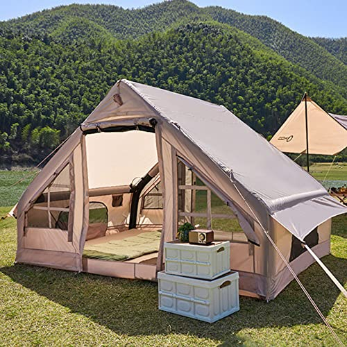 Aufblasbares Camping-Zelt Mit Pumpe, Große Outdoor-Luft Jurte Zelte Für Glamping Wasserdicht/einfacher Aufbau - Canvas Hot Zelte 4-8 Person Air Blow Up Zelt Kabine 4 Saison Familie Zelte