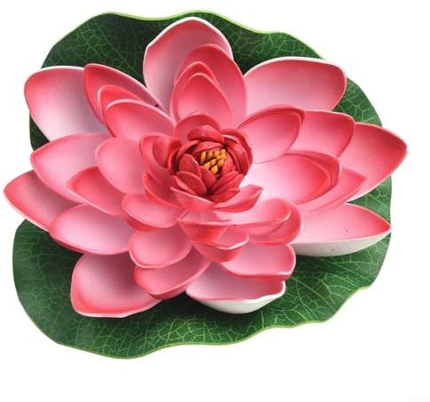Künstliche schwimmende Lotusblüte, 17,8 cm, große künstliche Seerose für Pads, Teich, Pool, Lotus, Ornamente, perfekt für Garten, Aquarium, Zuhause, Hochzeitsdekoration, 1 Stück, Weiß (für Rosa)