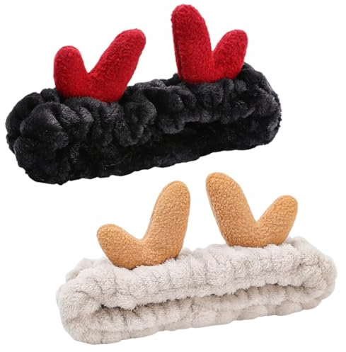 scicent Reh Haarreif Damen 2 Stück Tierohren Stirnbänder Damen Schminken Gesicht Waschen Haarband Make up Stirnband Haarreifen zum Abschminken Dusche Spa Haarreif für Frauen - 10828