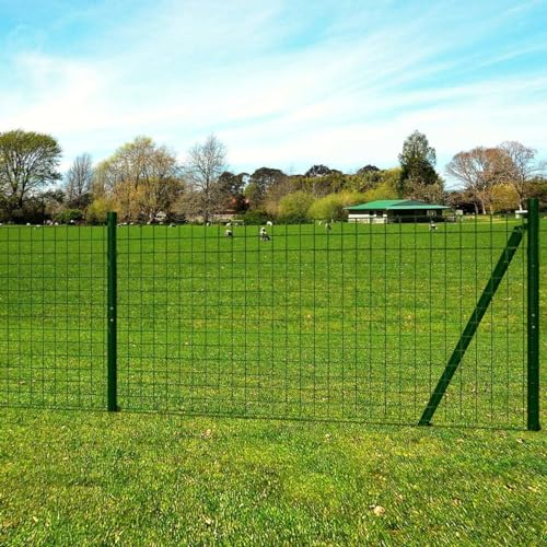 JUDYY Eurozaun, Maschendrahtzaun, Zaunpfosten, Zaun Garten, Gartenzäune, Gartenzaun Komplettset, Katzenzaun, Hühnerzaun, Stahl 25 x 1,7 m Grün
