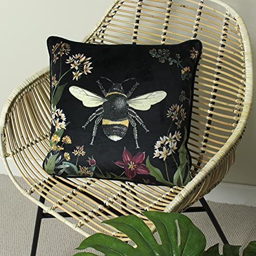 Evans Lichfield Midnight Garden Kissen mit Bienenmotiv, Samt, mit Paspelierung, gefüllt