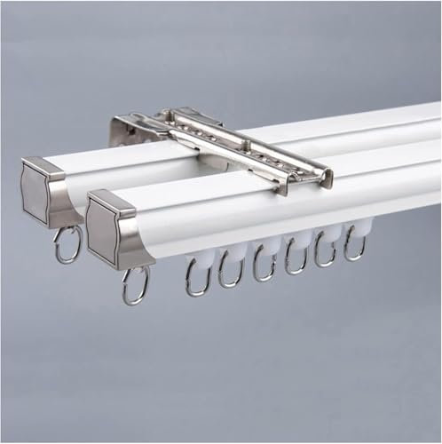 Schwere Vorhangschienen,Doppelschiene,Obeneinzug,Wandmontage,Geräuschlose Schiebevorhangschiene,Schwere Gerade Vorhangschienen Aus Aluminiumlegierung,Länge Nach Maß,Hängevorhanggleiter Als Raumteiler(