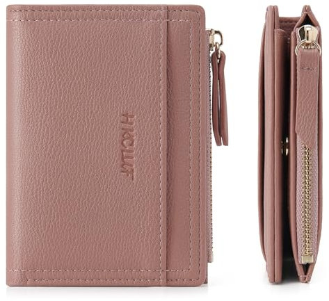 HKCLUF Portafoglio Piccolo Donna,Grande Capacità Portafogli Donna Pelle,Cerniera Tasca Porta Monete Portafoglio Porta Carte Borsa(A4-rosa)