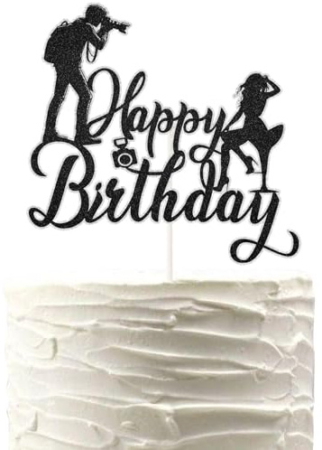 Photographer Happy Birthday Cake Topper Movie Camera Photography Enthusiast Party Cake Decor Camera Photographer Baby Shower Boys Girls Birthday Party Decorations