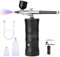 Nail Art Spray Gun Kit, Rechargeable Airbrush Spray Gun with Compressor Portable Handheld Alloy Electric Air Brush, for Tattoo Nail Art Cake Painting