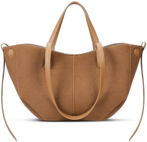 ACUYE Borsa Tote in Pelle da Donna, a Tracolla Mezzaluna, da Lavoro, B01-Suede Marrone Piccolo, 42cm