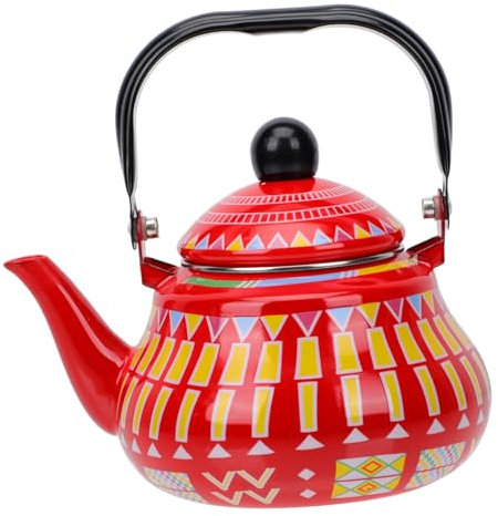 CRILSTYLEO bollitore fornelli da campeggio teiera da tè sfusa vintage teiera con manico tè alla stufa caffettiera macchinetta caffe contenitori vaso d'acqua teiera decorativa smalto rosso