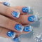 Schneeflocken Vollhüllen Zum Aufkleben Auf Den Nägeln Blaue Künstliche Nägel Glitzernde Falsche Nägel Weihnachtliche Press On Nägel Für Frauen